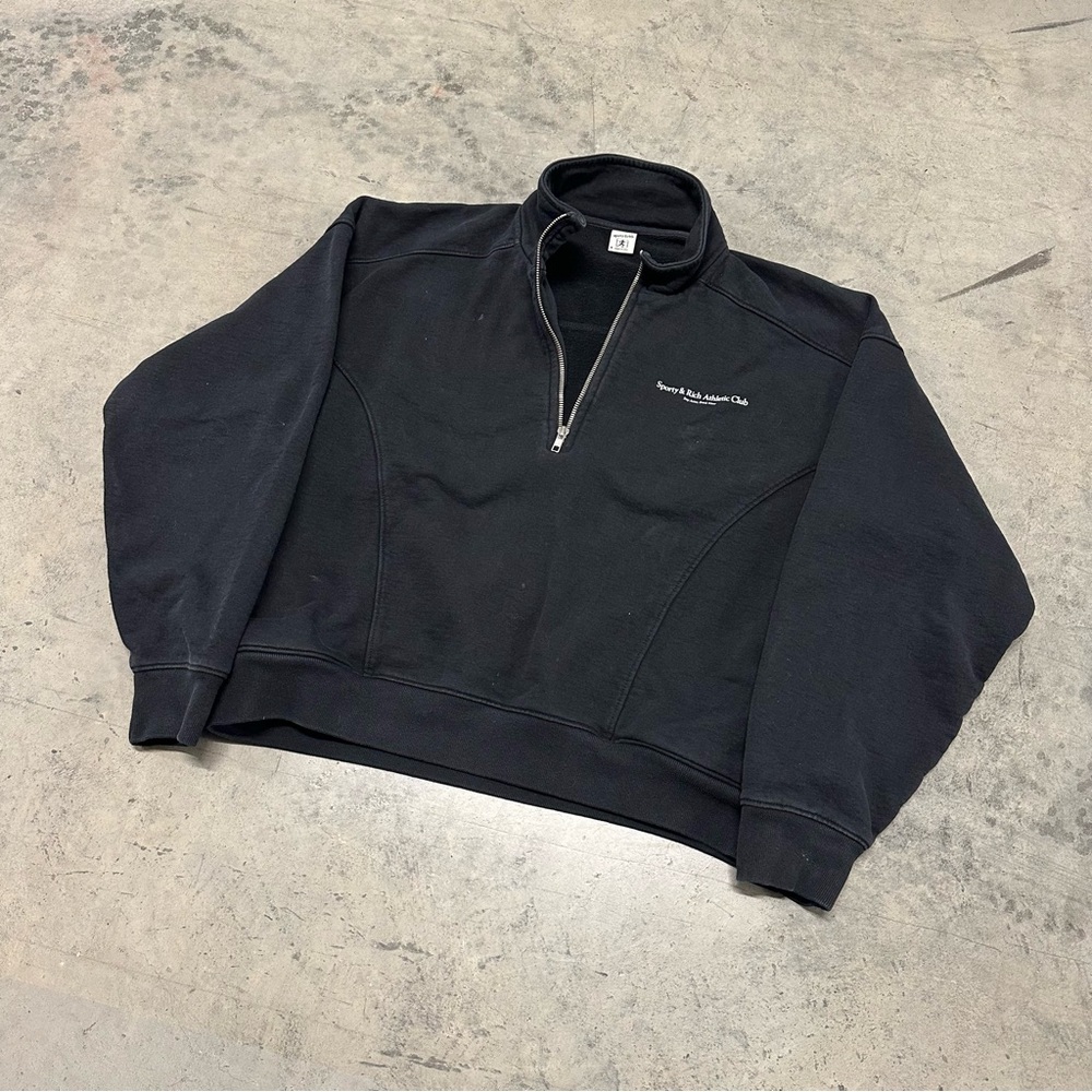 Sporty & Rich Quarter Zip Womens Medium USA Made - Picture 2 of 11